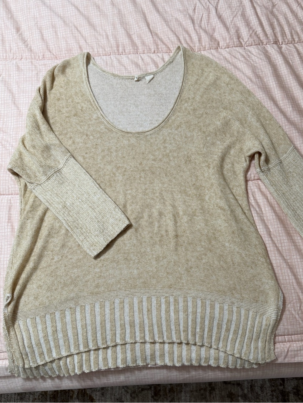 Anthropology Moth Cream Scoop-Neck Lightweight Sweater